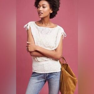 Anthropologie Loretta Banded Hem Top